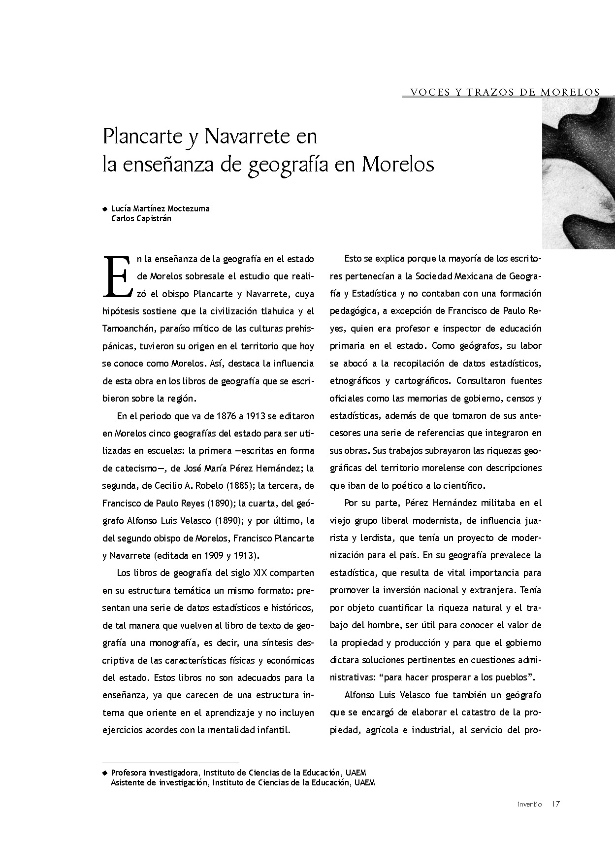 Plancarte y Navarrete en la enseñanza de geografía en Morelos