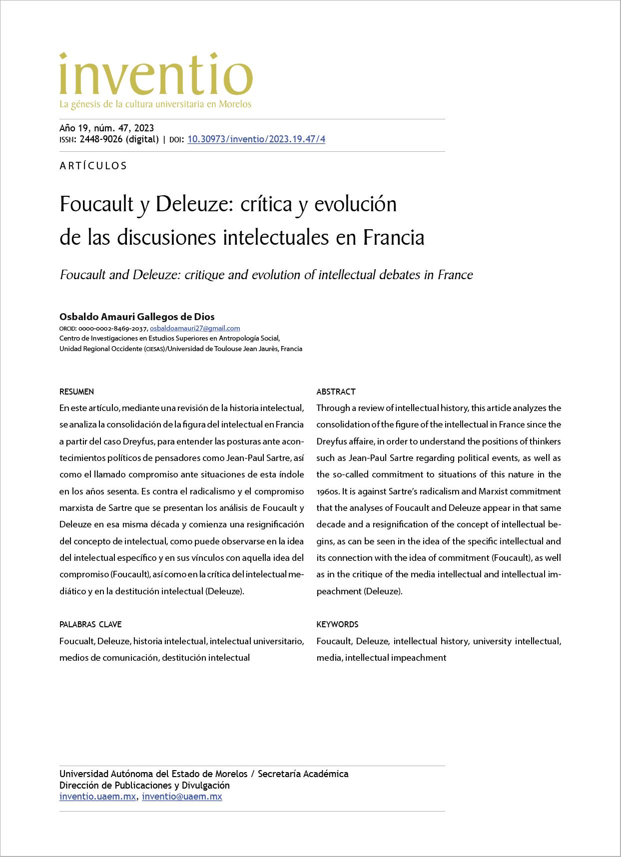 Foucault y Deleuze: crítica y evolución de las discusiones intelectuales en Francia