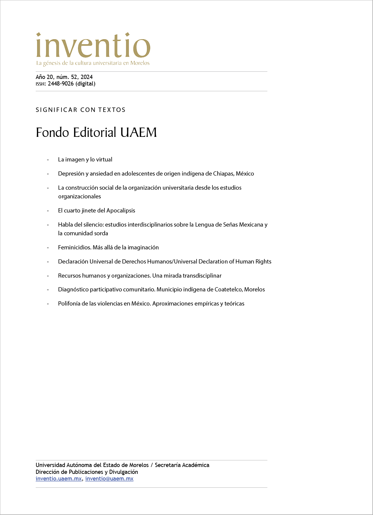 Fondo Editorial, núm. 52