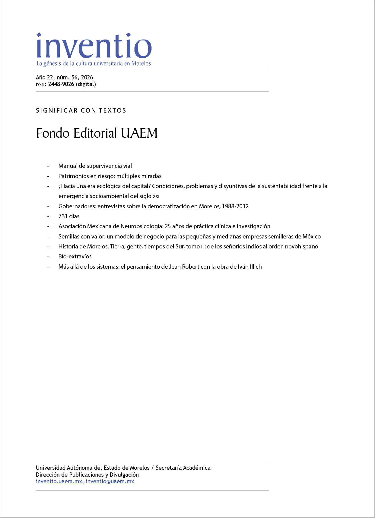 Fondo Editorial UAEM, núm. 56