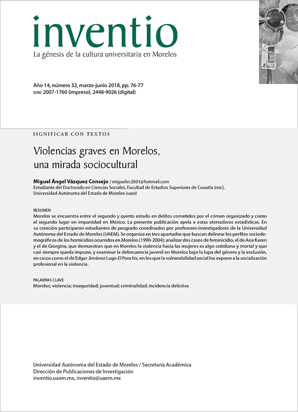 Violencias graves en Morelos, una mirada sociocultural