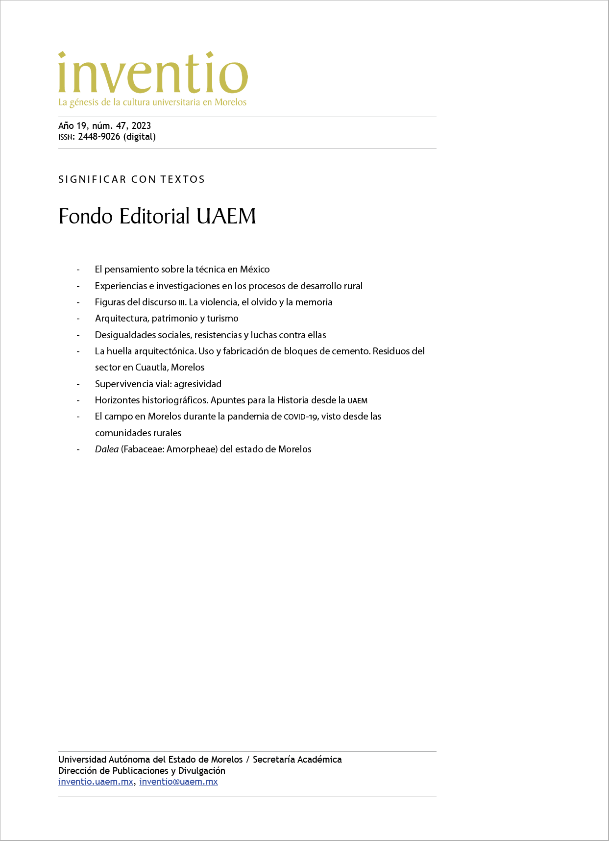 Fondo Editorial UAEM, núm. 47