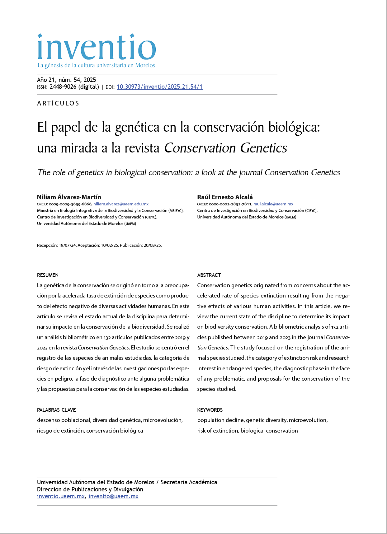 El papel de la genética en la conservación biológica: una mirada a la revista Conservation Genetics