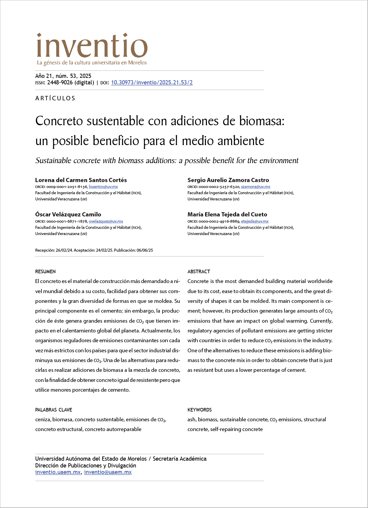 Concreto sustentable con adiciones de biomasa: un posible beneficio para el medio ambiente
