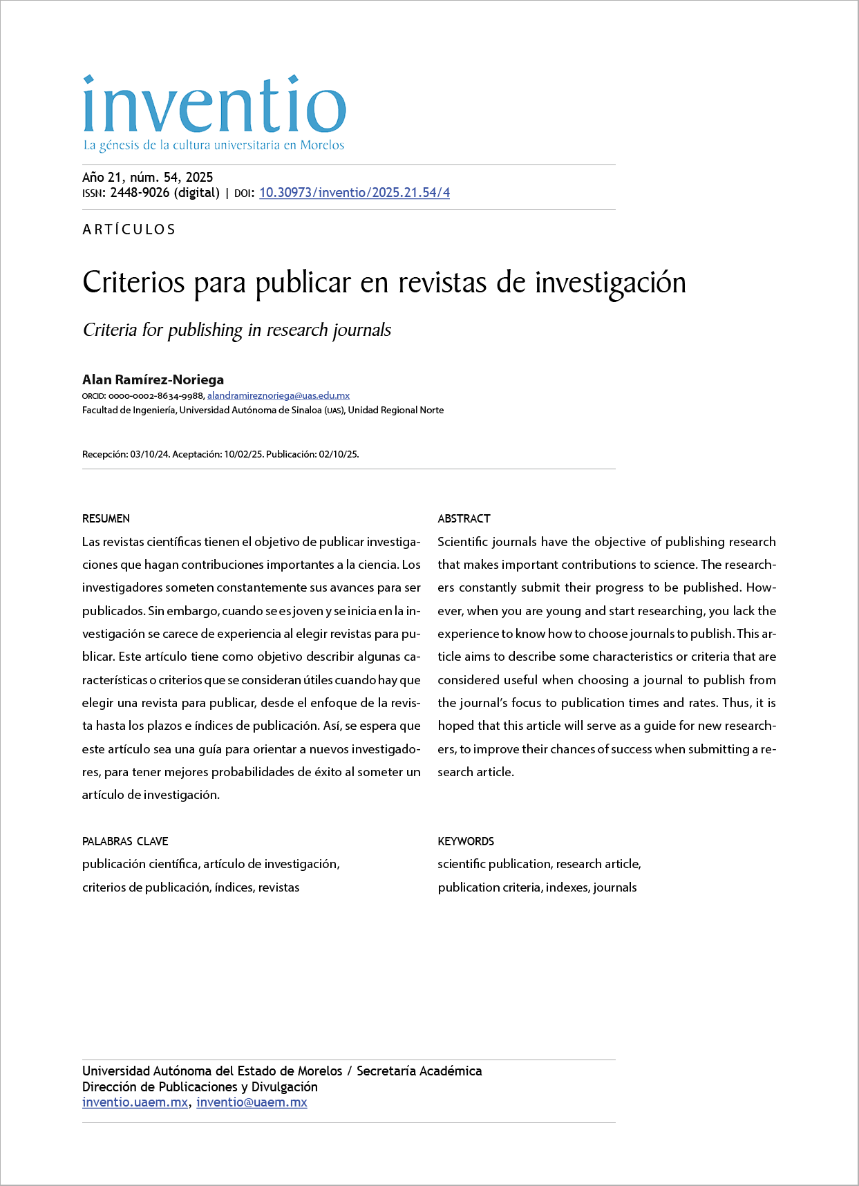 Criterios de publicación en revistas de investigación
