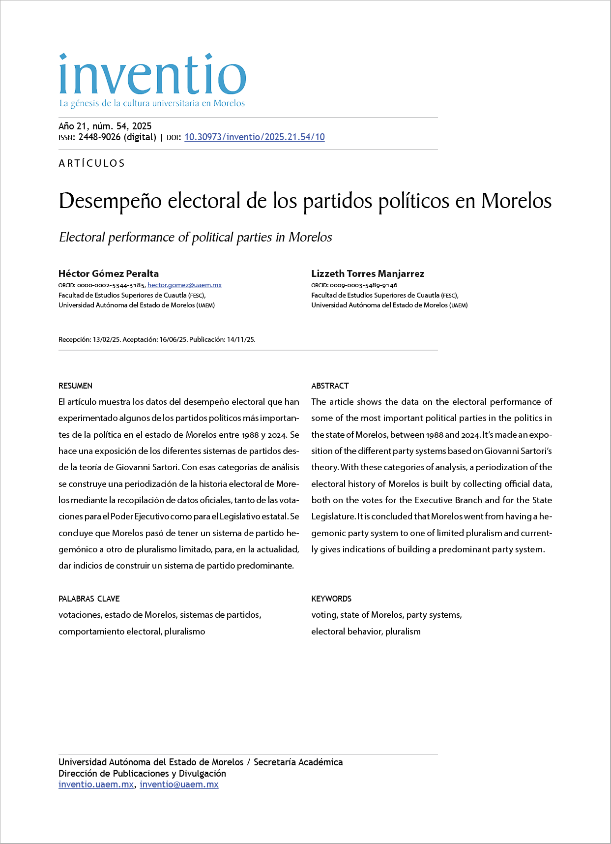 Desempeño electoral de los partidos políticos en Morelos