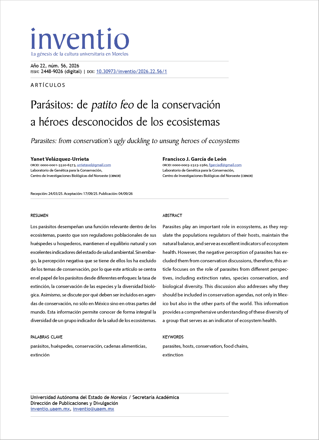 Parásitos: de patito feo de la conservación a héroes desconocidos de los ecosistemas