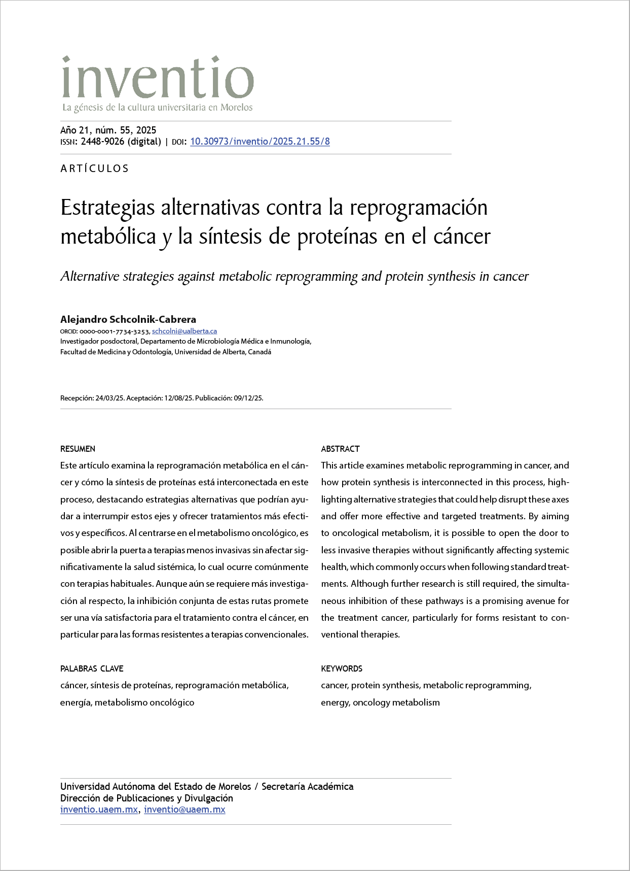 Estrategias alternativas contra la reprogramación metabólica y la síntesis de proteínas en el cáncer