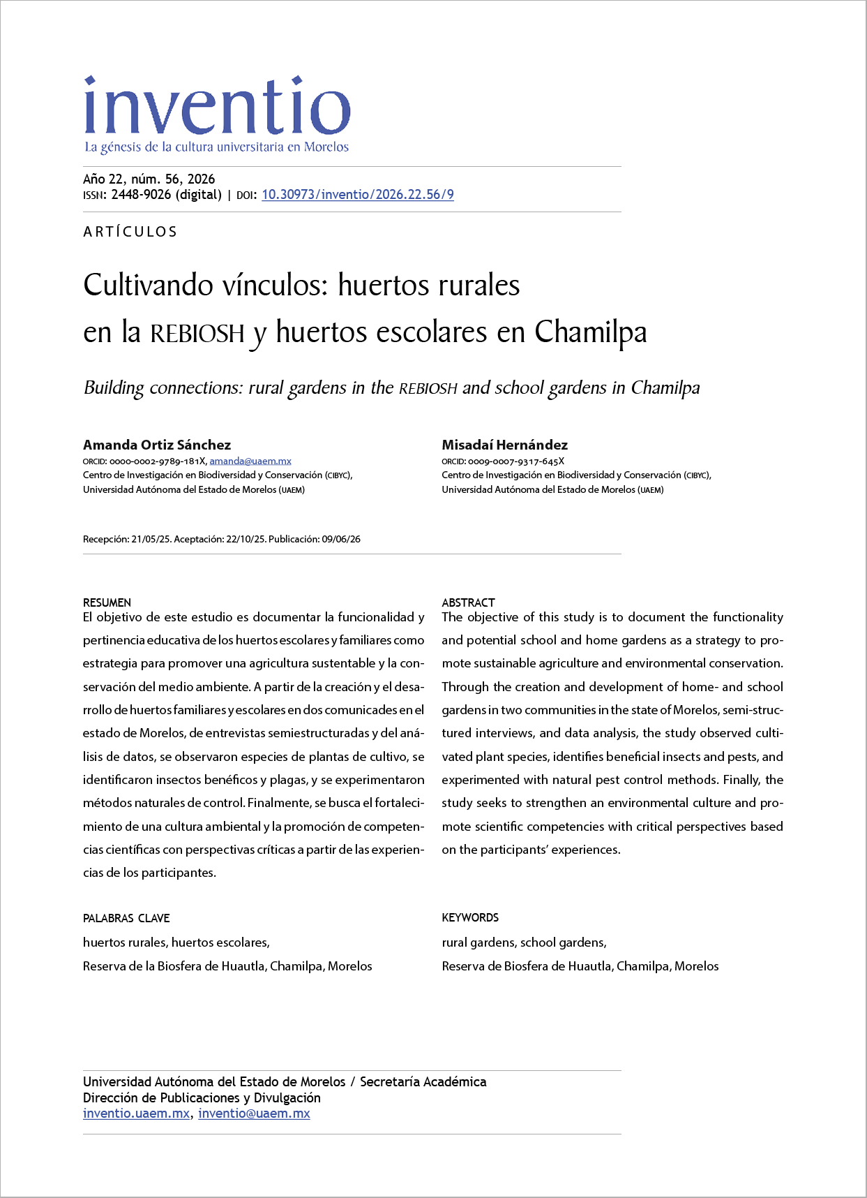 Cultivando vínculos: huertos rurales en la Rebiosh y huertos escolares en Chamilpa