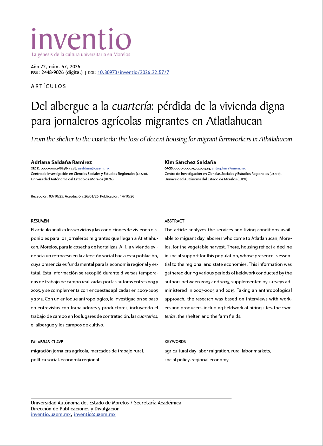 Del albergue a la cuartería: pérdida de la vivienda digna para jornaleros agrícolas migrantes en Atlatlahucan