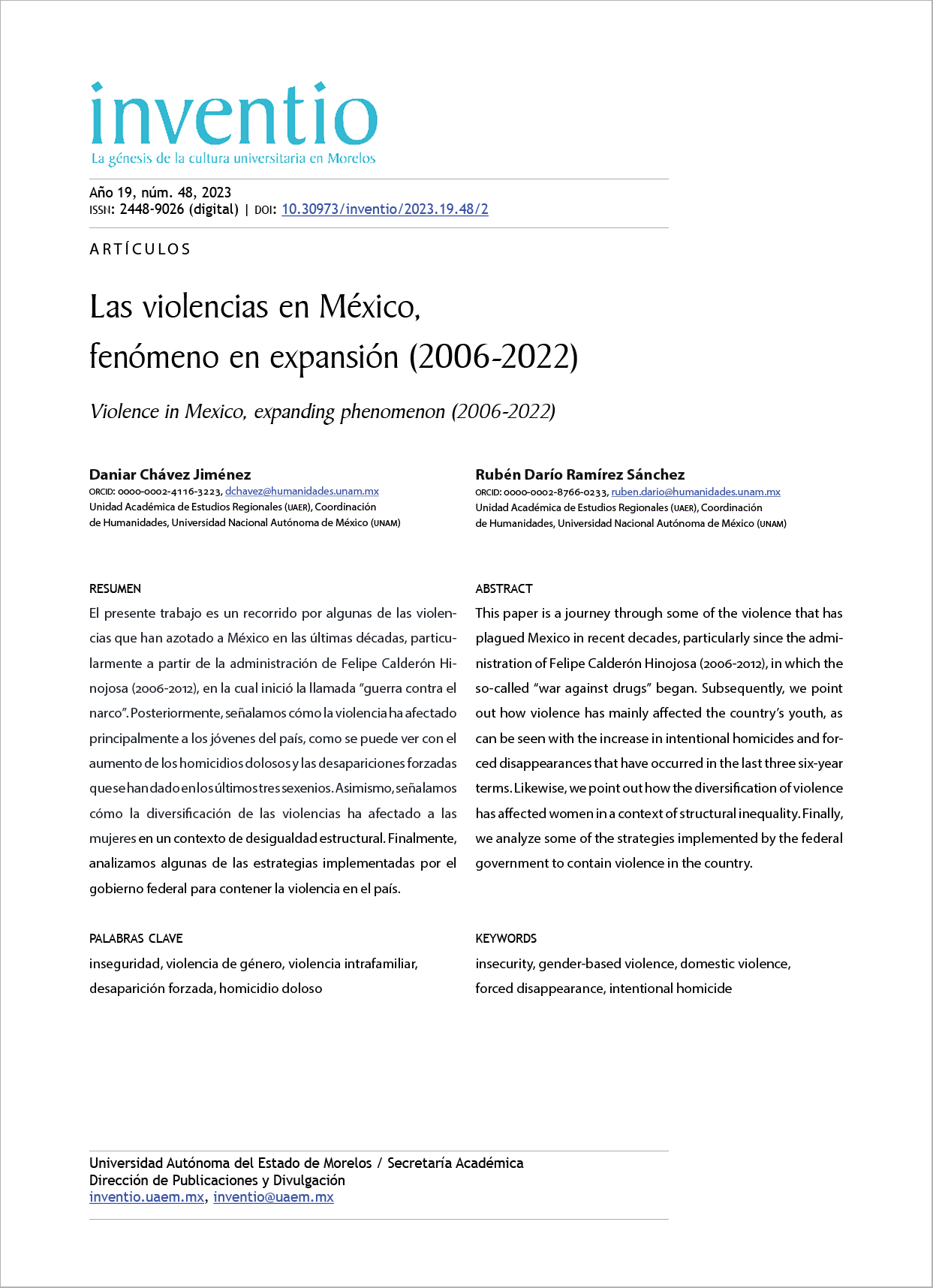 Las violencias en México, fenómeno en expansión (2006-2022)