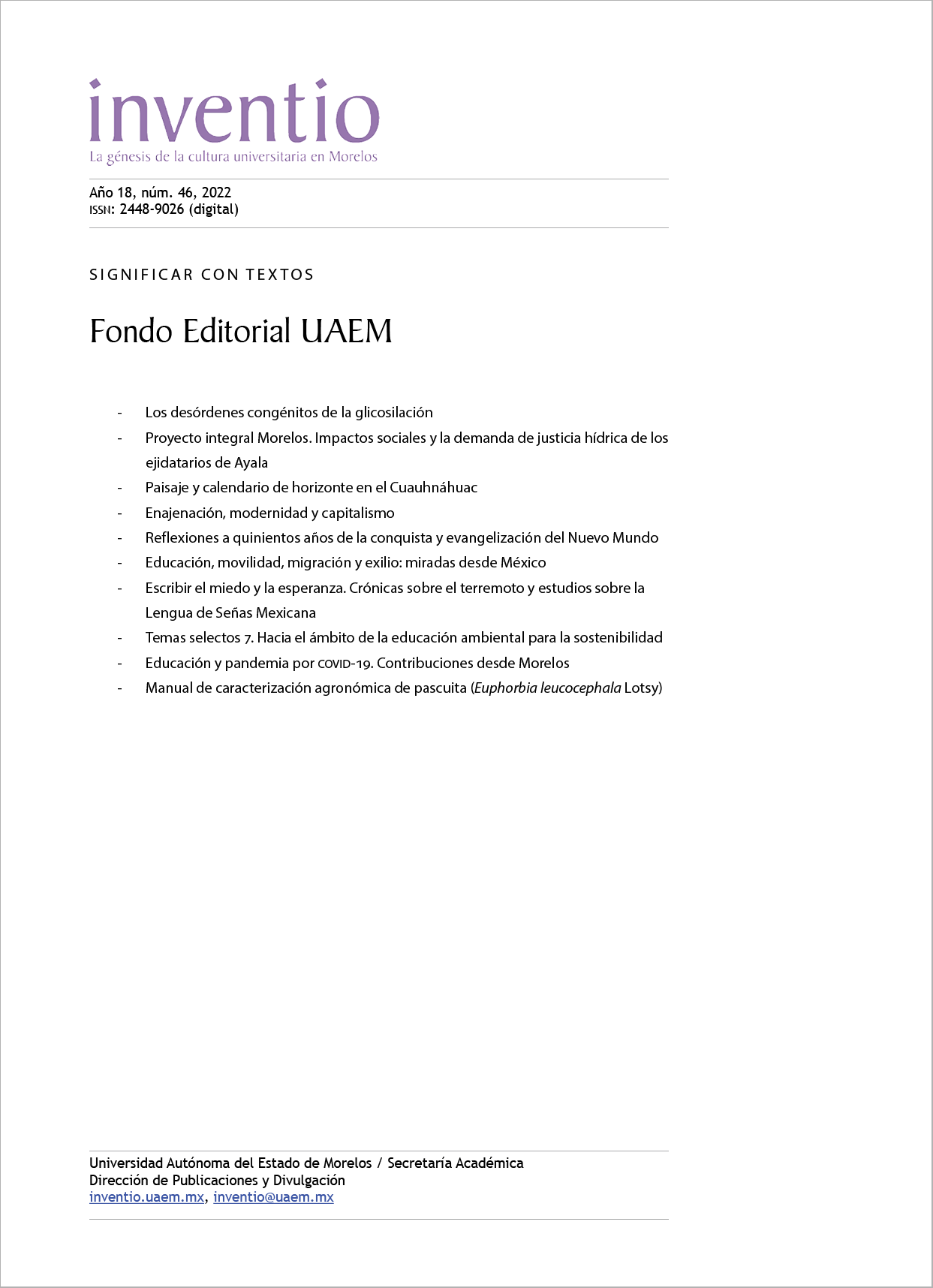Fondo Editorial UAEM, número 46