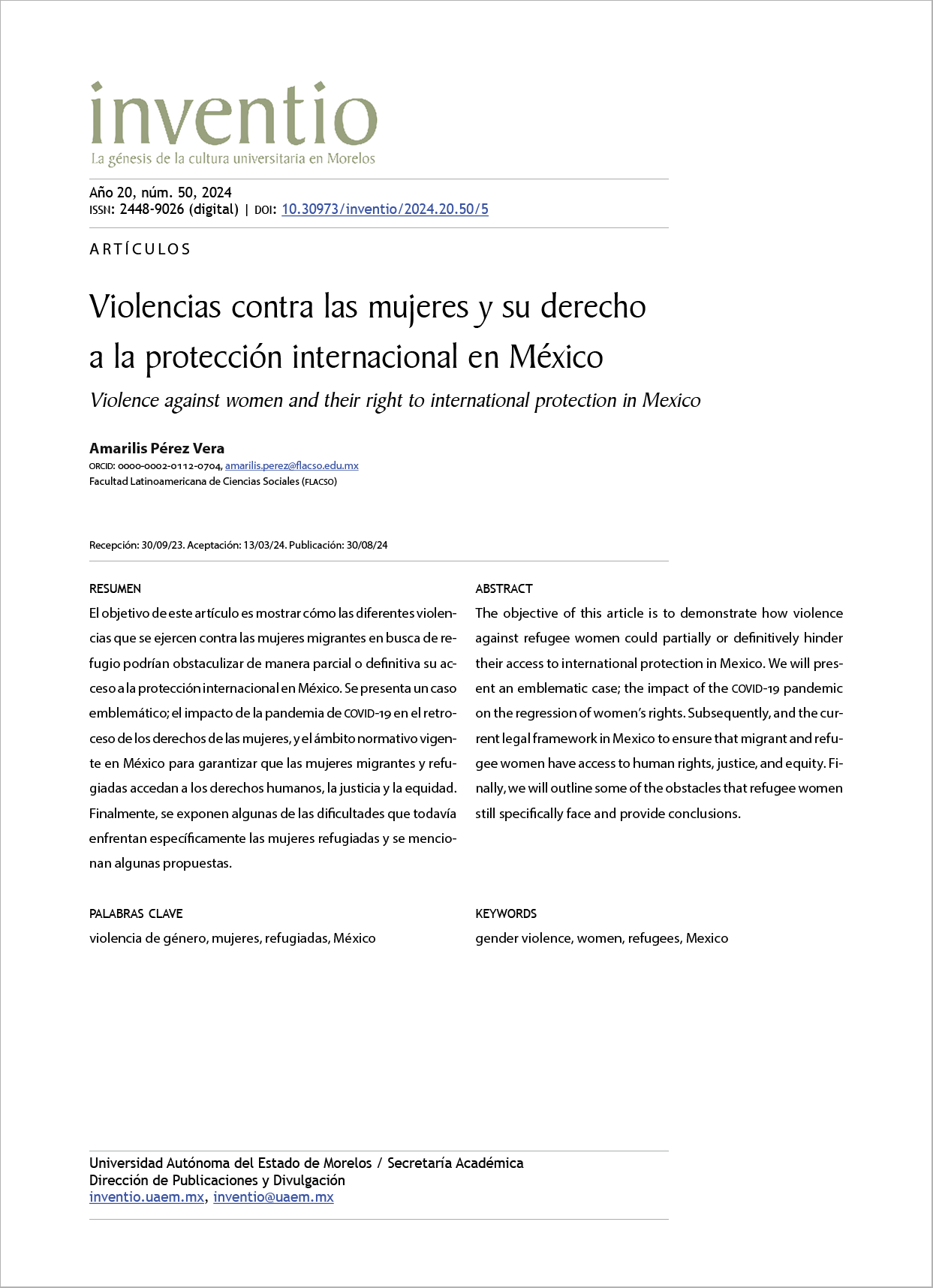 Violencias contra las mujeres y su derecho a la protección internacional en México