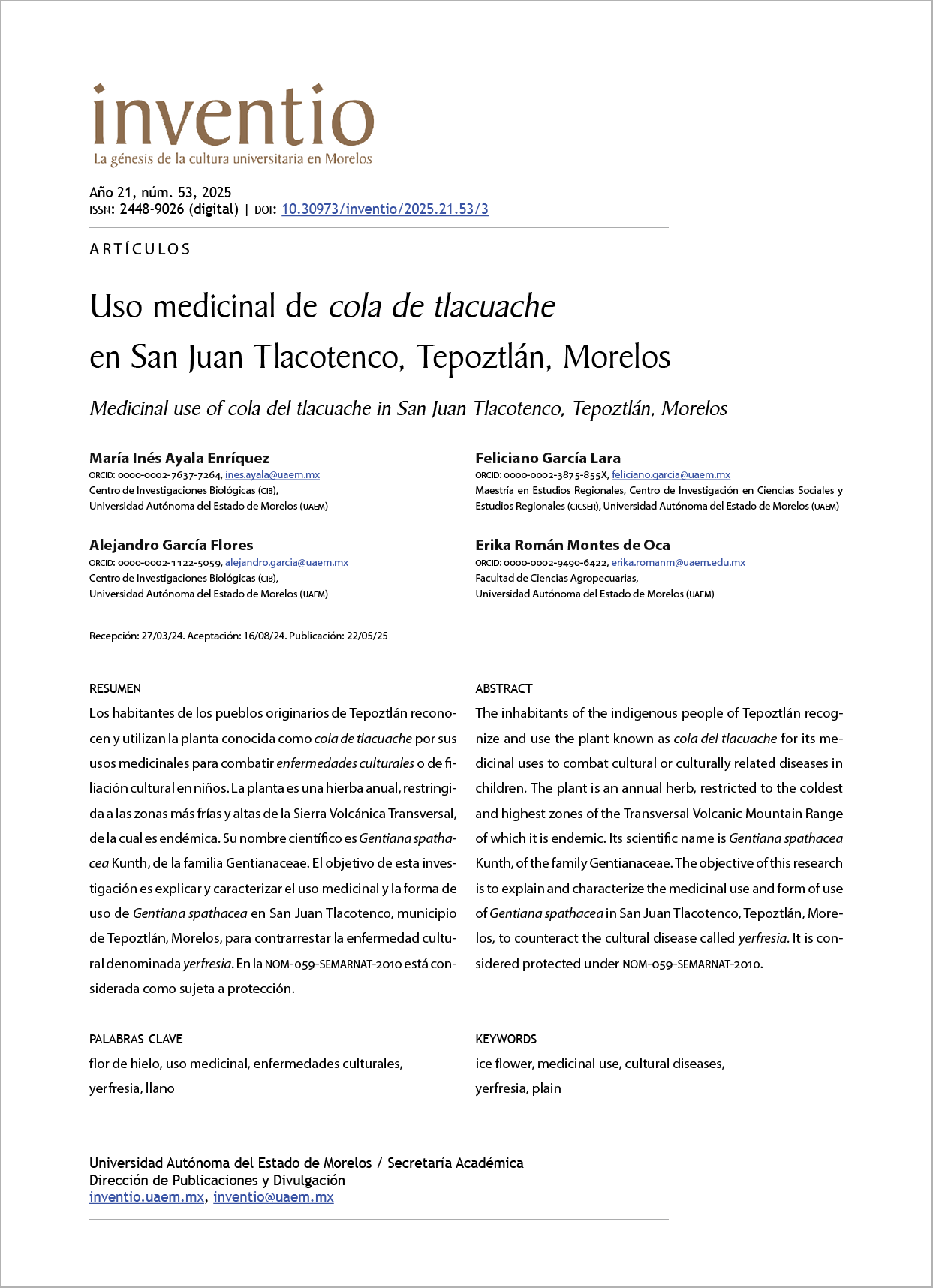 Uso medicinal de cola de tlacuache en San Juan Tlacotenco, Tepoztlán, Morelos